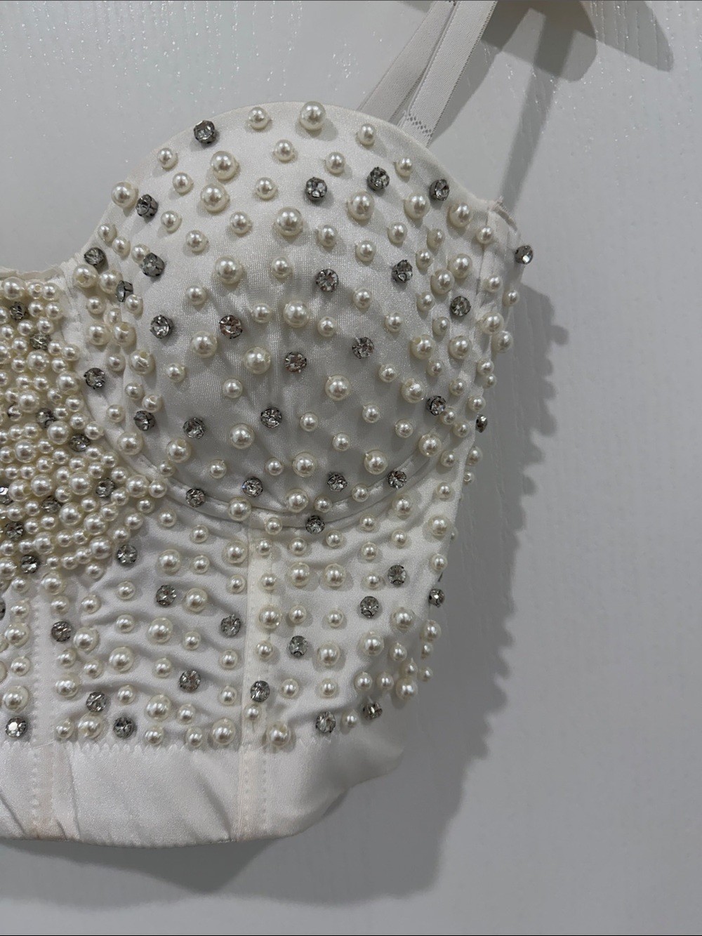 Windsor White Embellished Bustier Crop Top - Beaded size small - Picture 3 of 5